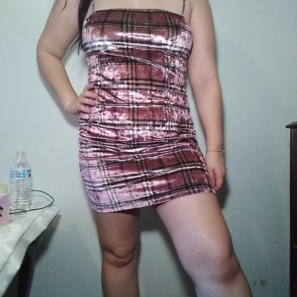 SHEIN velvet striped bodycon dress